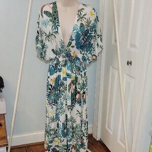 Blue Island Tropical Print Maxi Dress Size XL